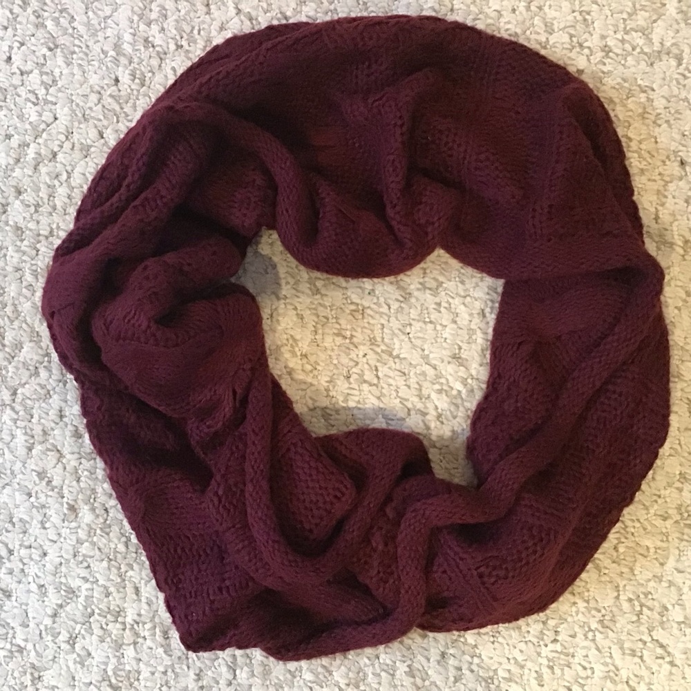 Cozy Cable Knit Infinity Scarf - Burgundy